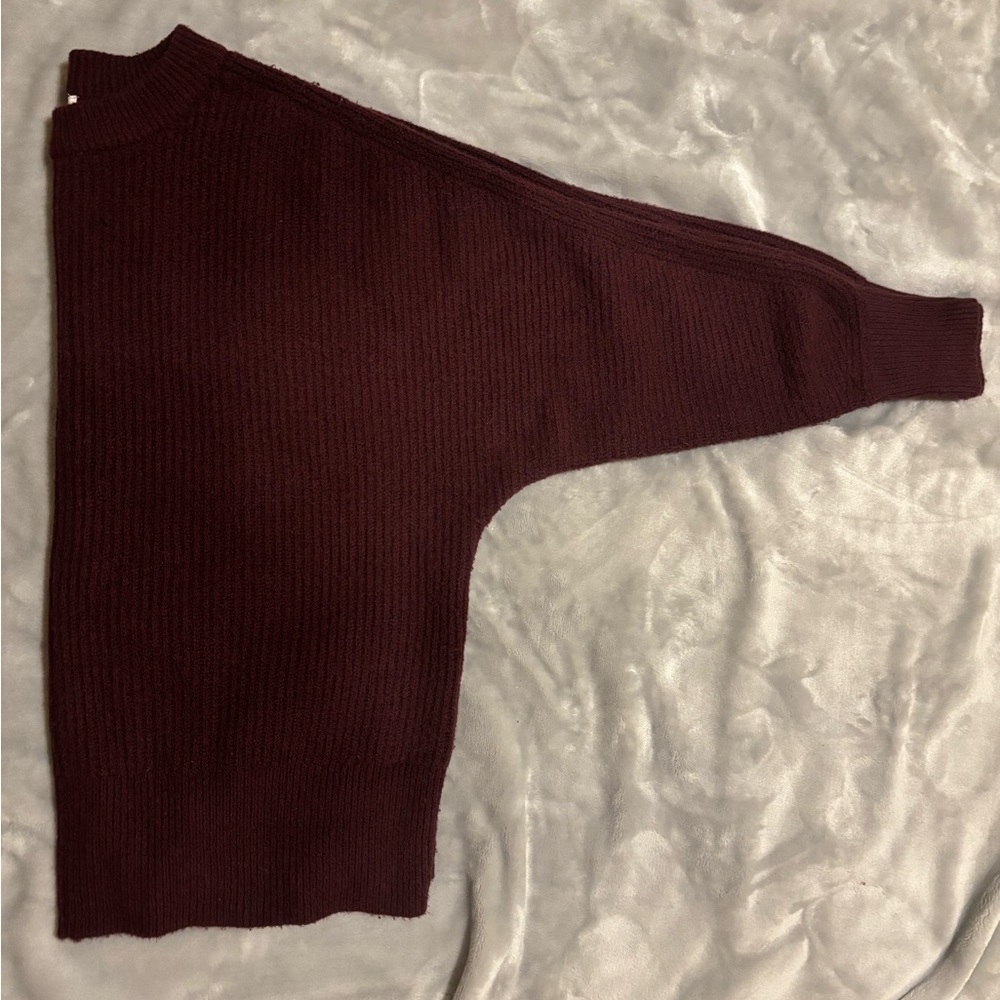 Burgundy Knit Sweater with Unique Sleeve . Also know as box style